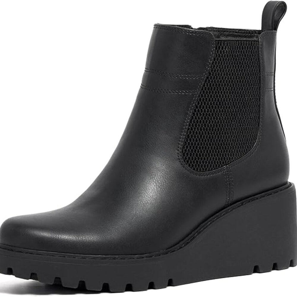 vodvob Women's Ankle Boots Wedge Heel Booties Elastic Chelsea Platform Slip On